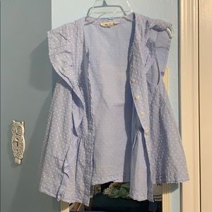 Madewell polka dotted button down top